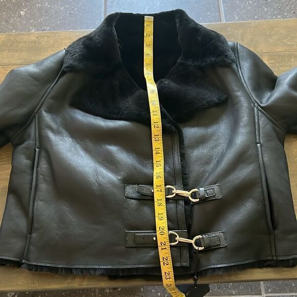 NWT Massimo Dutti | Leather mouton jacket with furskin detail - Picture 12 of 14